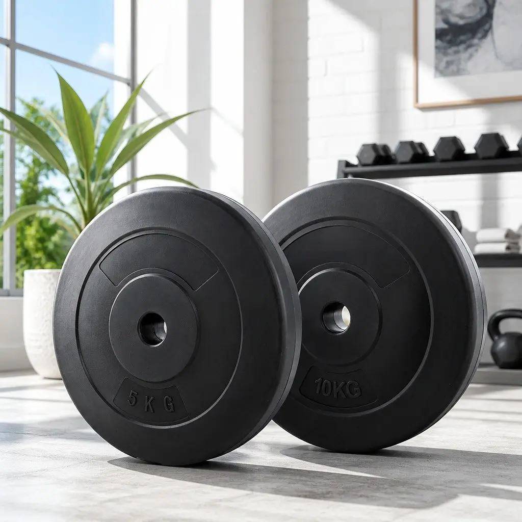 Barbell Weight Plates Home Gym 70kg Standard 31mm Black Cast Cement