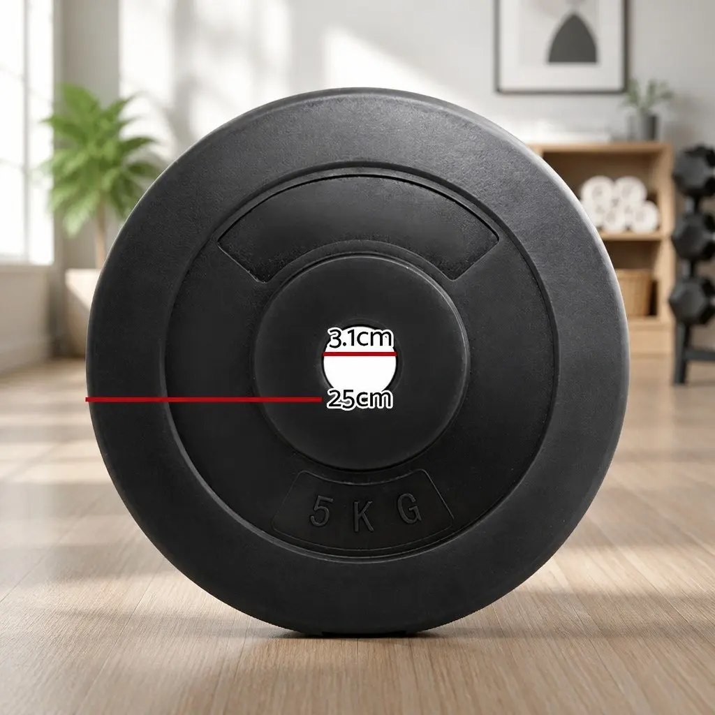Weight Plates Home Gym 2X 5kg Standard Barbell Plate Black