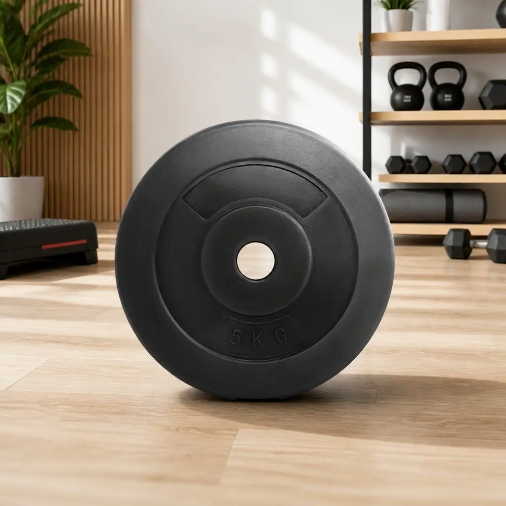 Weight Plates Home Gym 2X 5kg Standard Barbell Plate Black