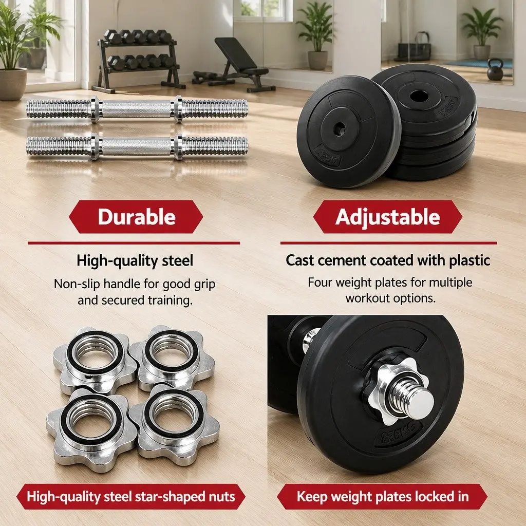 Dumbbell Set Home Gym Adjustable Weight Plates 10kg