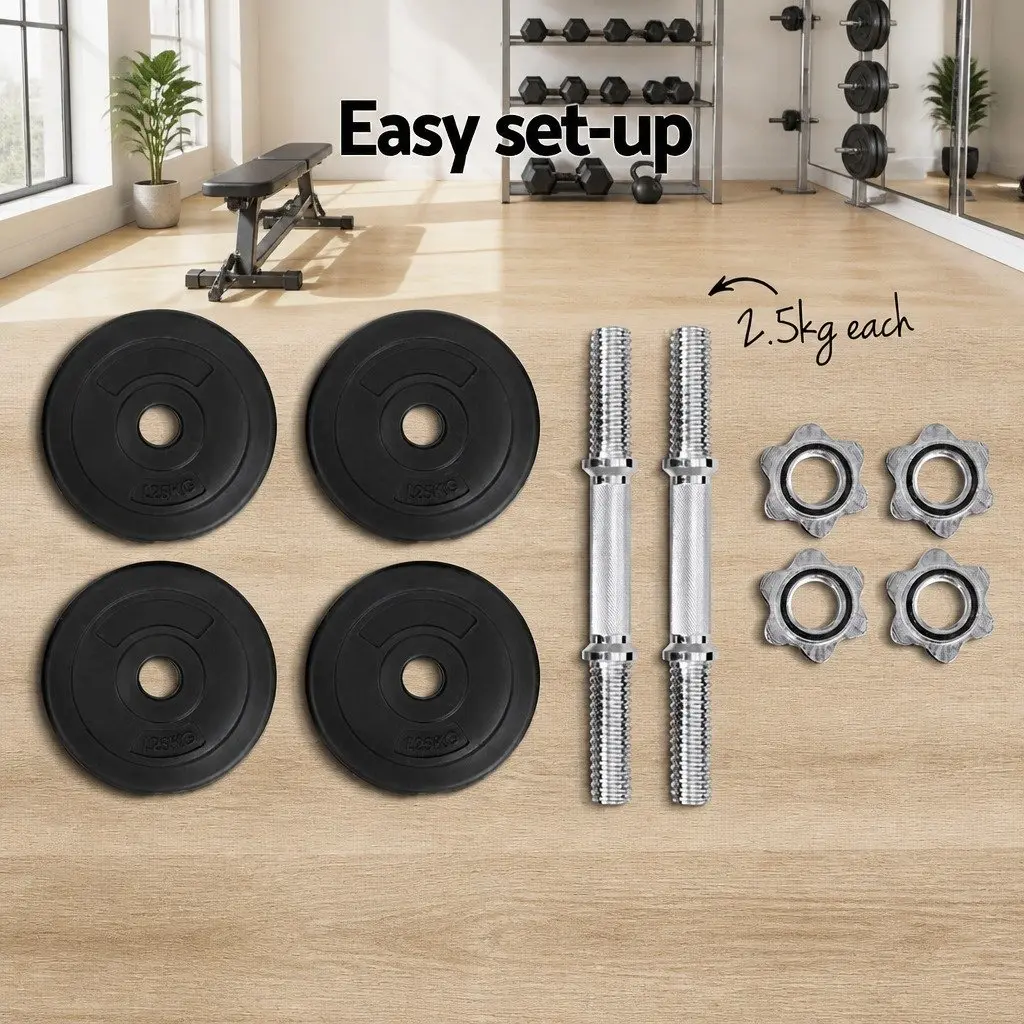 Dumbbell Set Home Gym Adjustable Weight Plates 10kg