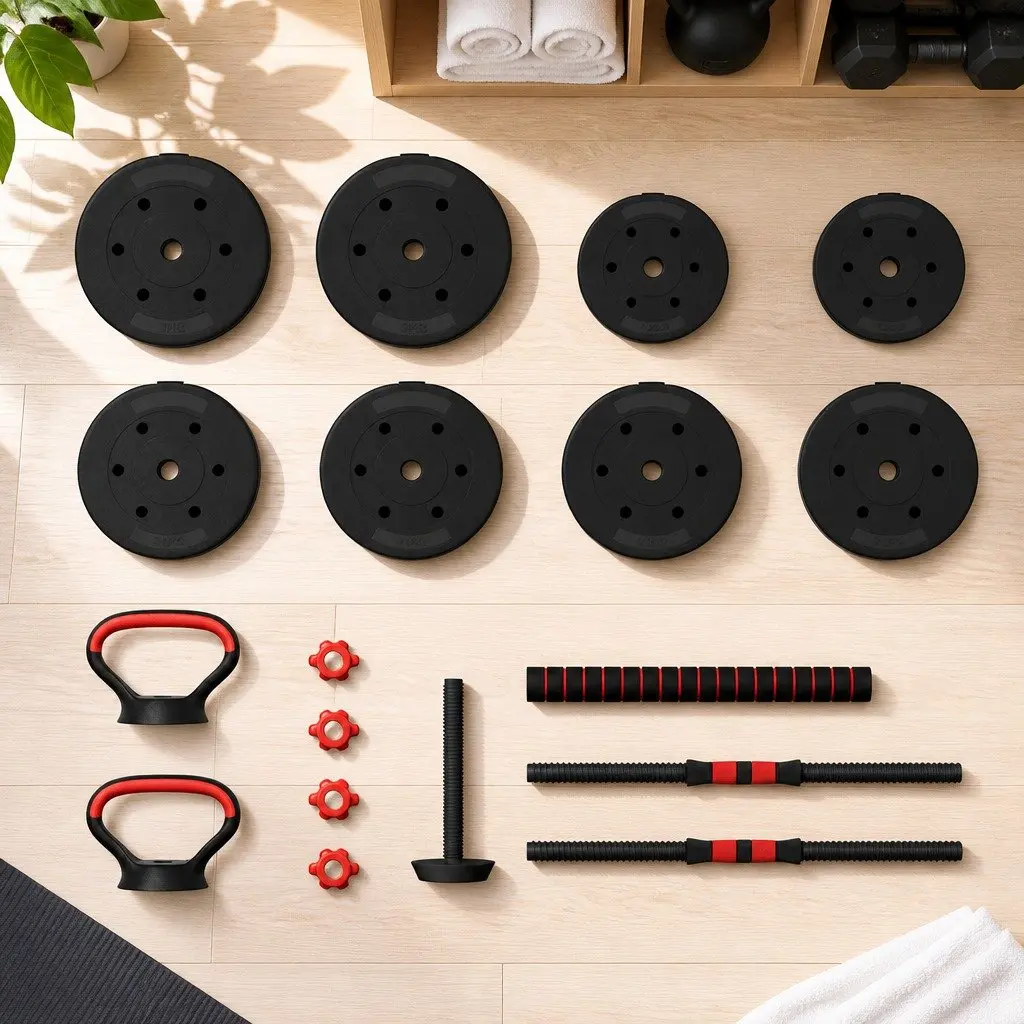 40kg Adjustable Dumbbell Barbell Kettlebell Weight Set Home Gym Equipment