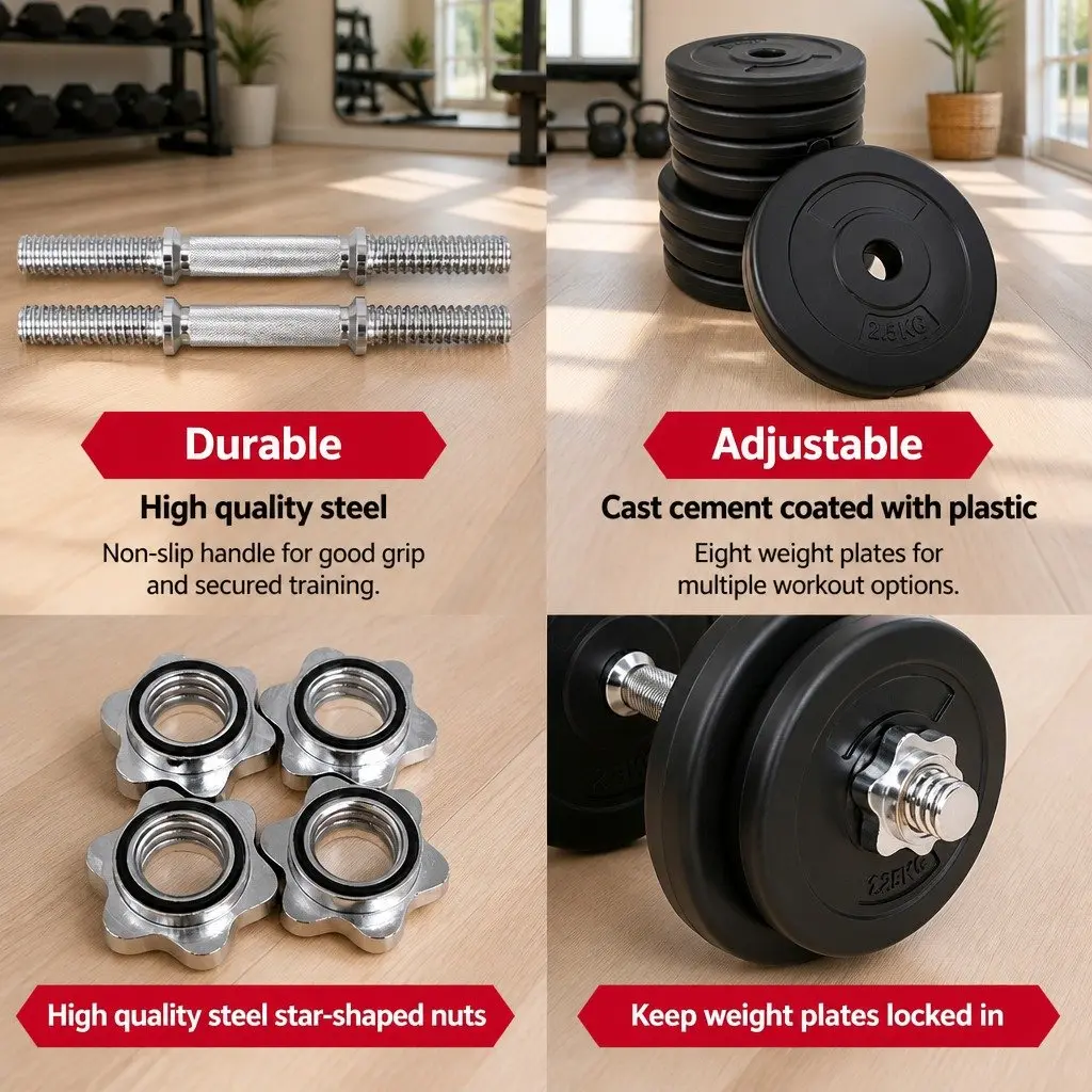20kg Dumbbell Set with Adjustable Weight Plates