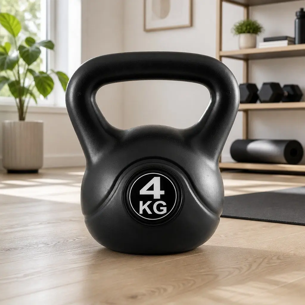 Kettlebell Home Gym 4kg Black Weight Lifting Exercise Equipment