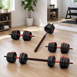 40kg Adjustable Dumbbell Barbell Set Weight Plates Home Gym Strength Training