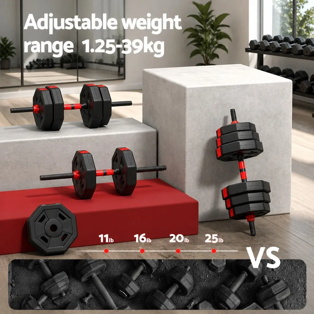 Adjustable Dumbbell Barbell Set for Home Gym 40kg