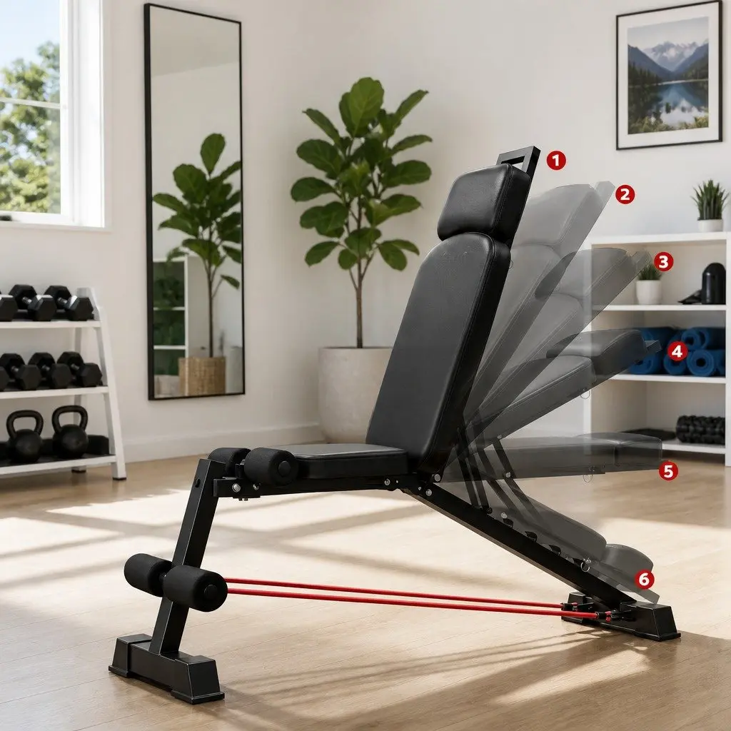 Adjustable Weight Bench Foldable Multi-Function Home Gym Training FID Pull Up