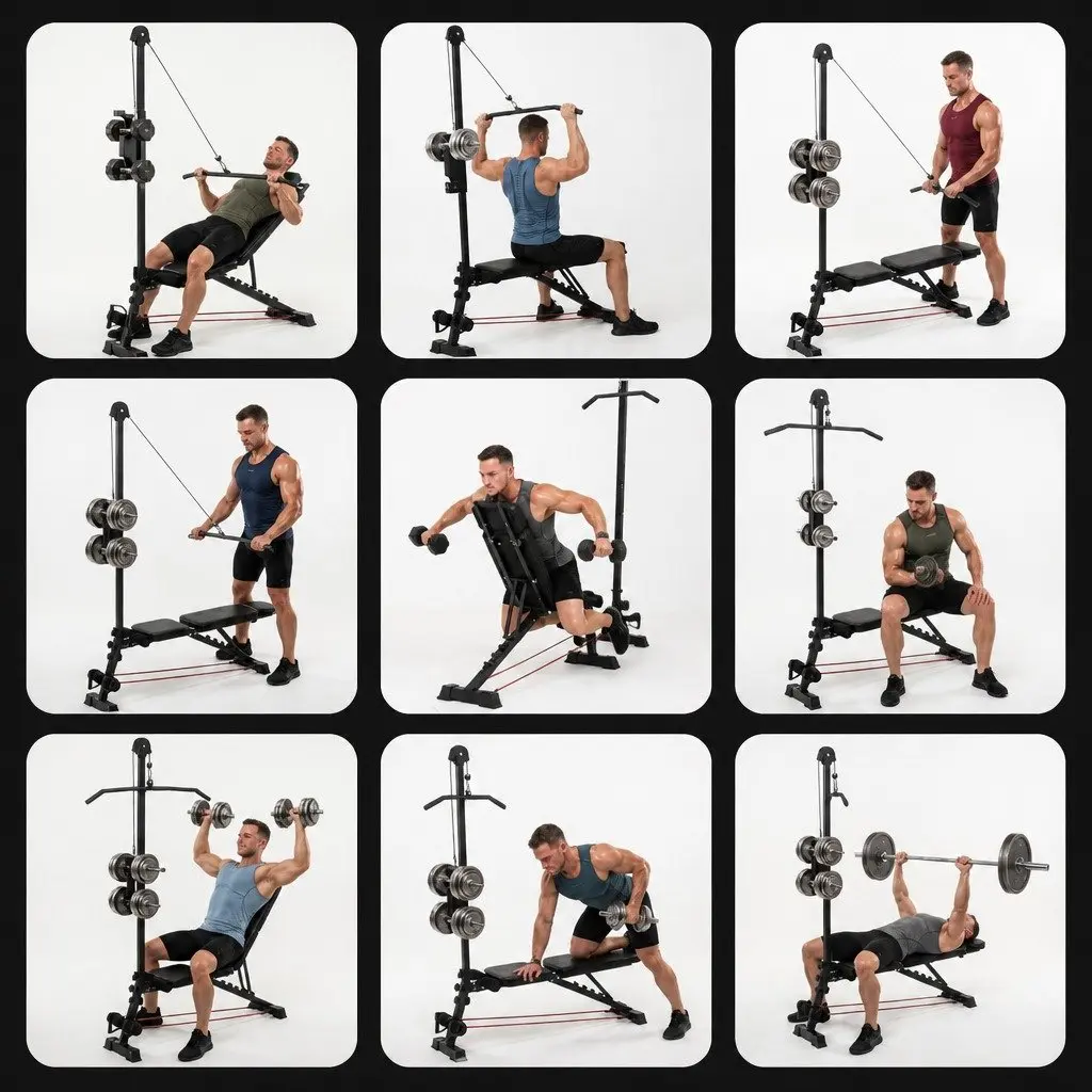 Adjustable Weight Bench Foldable Multi-Function Home Gym Training FID Pull Up