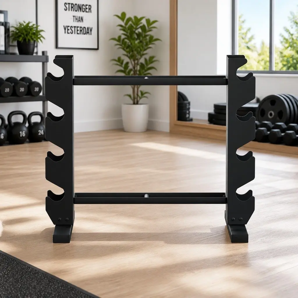 Dumbbell Rack Kettlebell Weight Storage Stand Home Gym 200kg Capacity Black