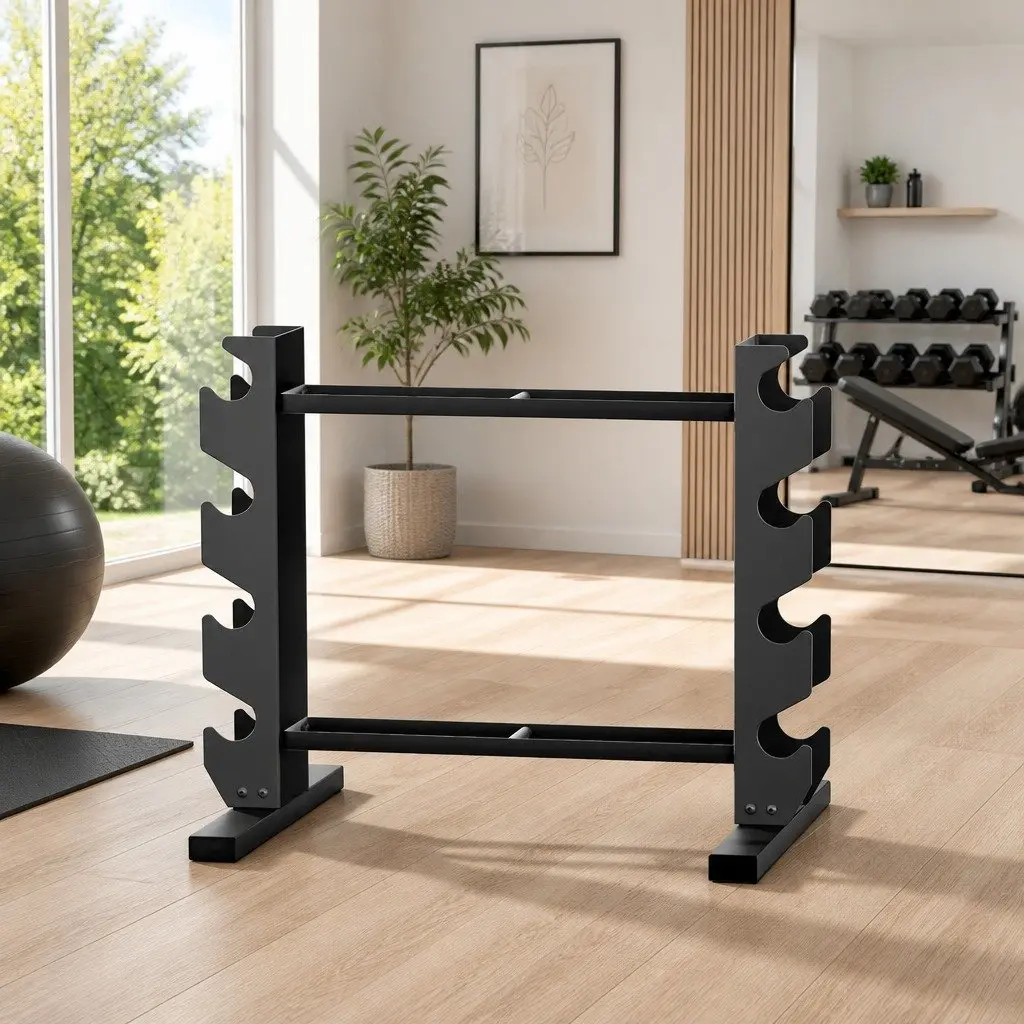 Dumbbell Rack Kettlebell Weight Storage Stand Home Gym 200kg Capacity Black