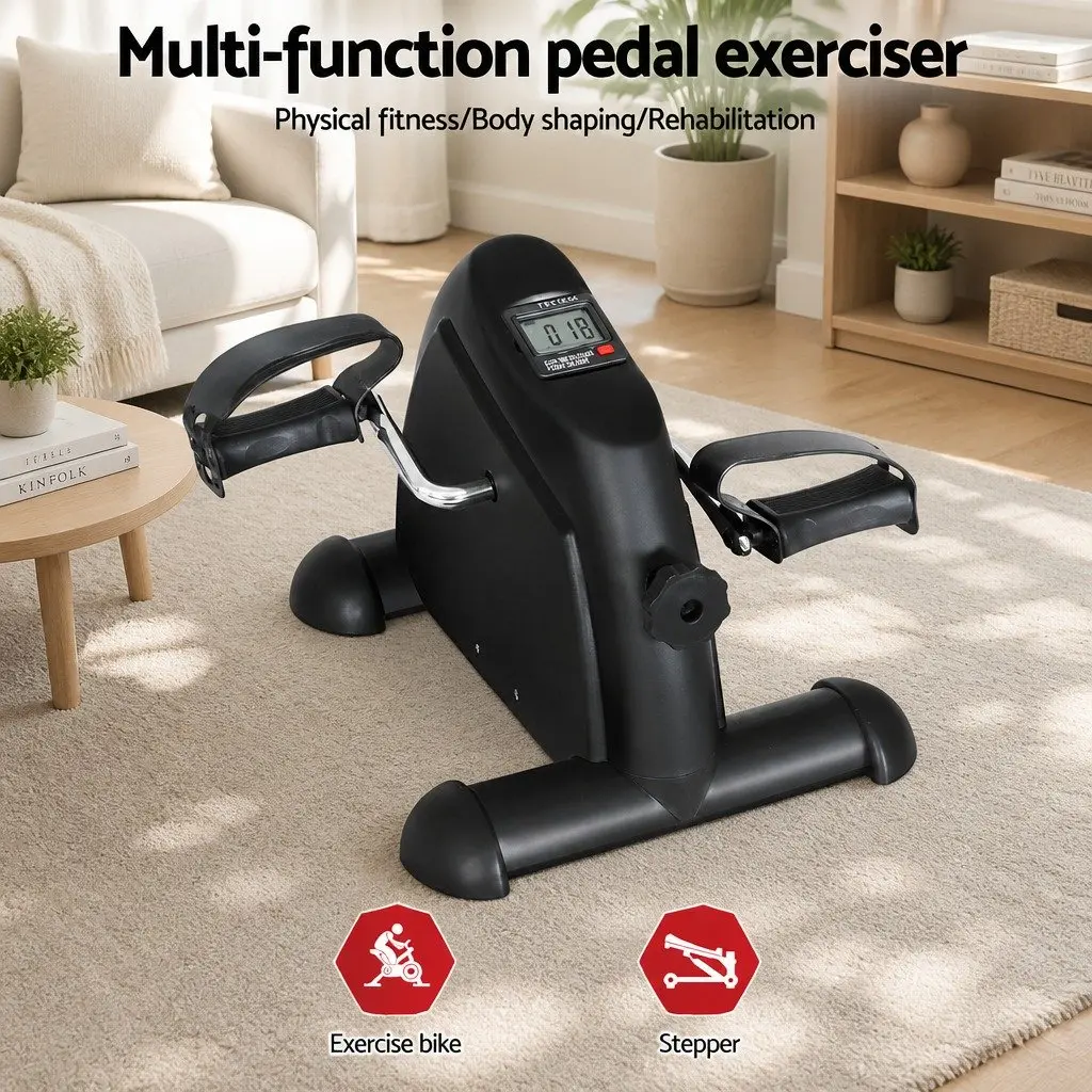 Pedal Exerciser Mini Exercise Bike Cross Trainer Desk Stationary Cycling Black