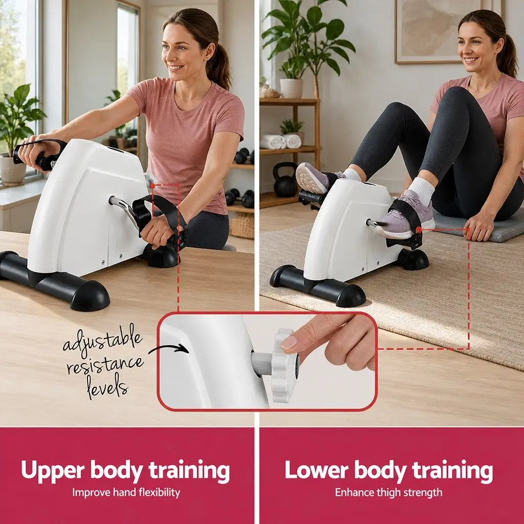 Pedal Exerciser Exercise Bike Under Desk Portable White