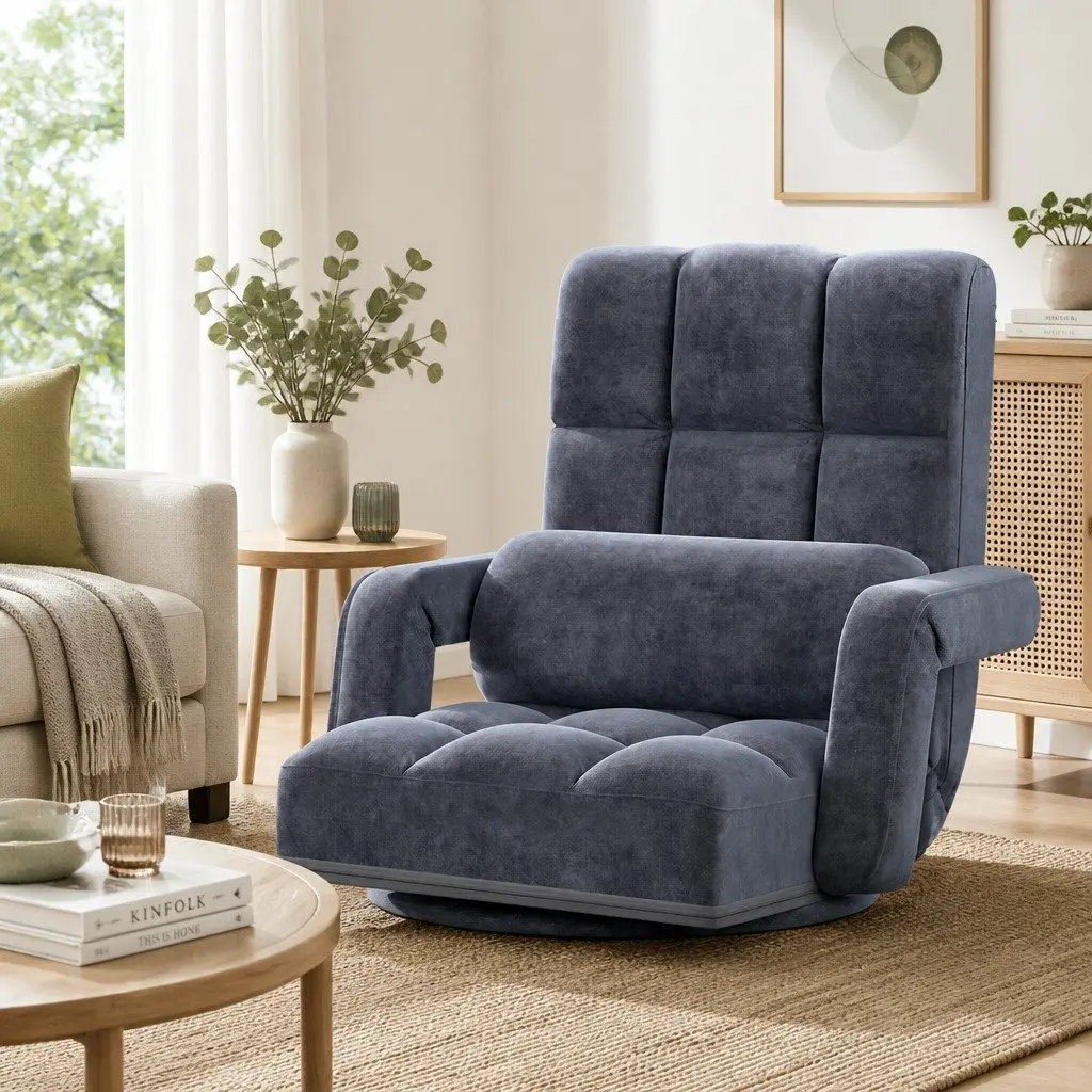 Floor Lounge Chair Adjustable Reclining for Gaming and Movie Watching Charcoal