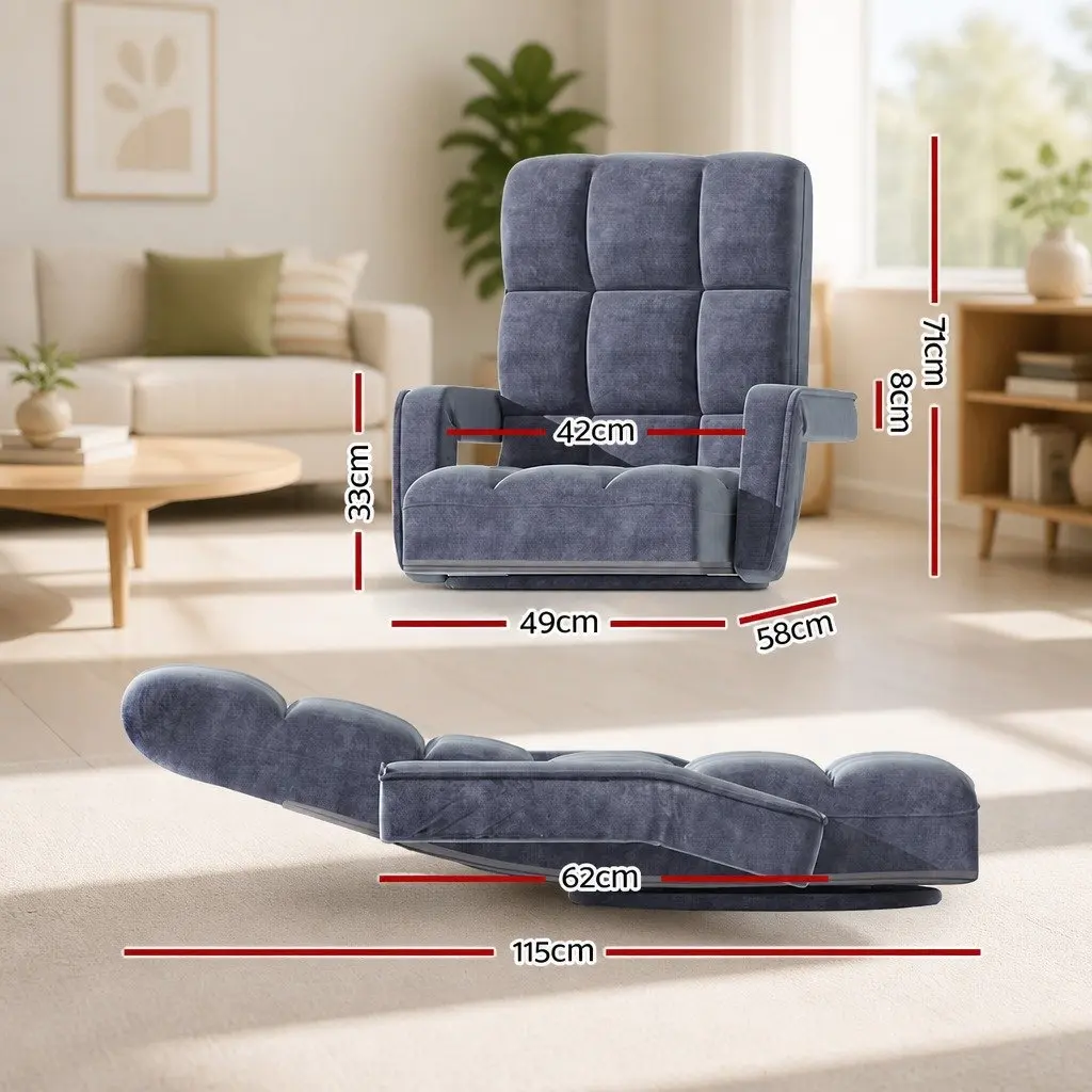 Floor Lounge Chair Adjustable Reclining for Gaming and Movie Watching Charcoal