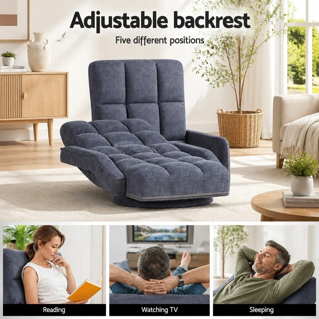 Floor Lounge Chair Adjustable Reclining for Gaming and Movie Watching Charcoal