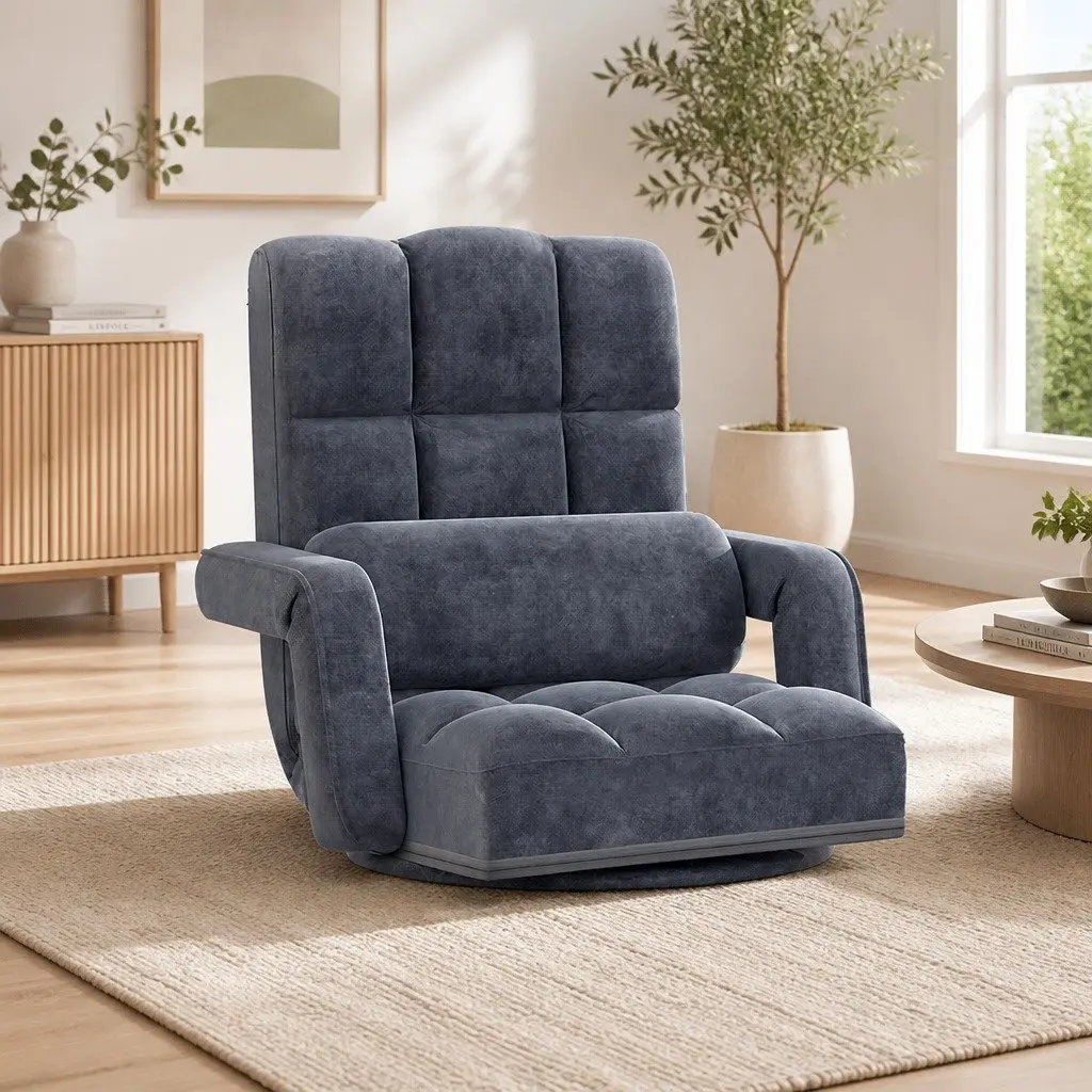 Floor Lounge Chair Adjustable Reclining for Gaming and Movie Watching Charcoal