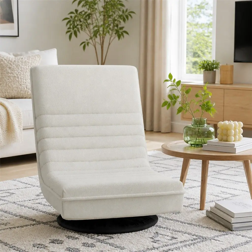 Floor Lounge Chair with Round Coffee Table Side End Charging Station Living