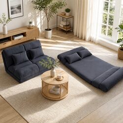Floor Lounge Sofa Bed with 2 Tier Coffee Table Living Room Furniture Set