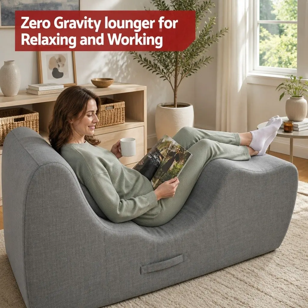 Chaise Lounge Chair Ergonomic S-Curve Floor Lounger Grey 150cm L x 58cm W x 72cm H