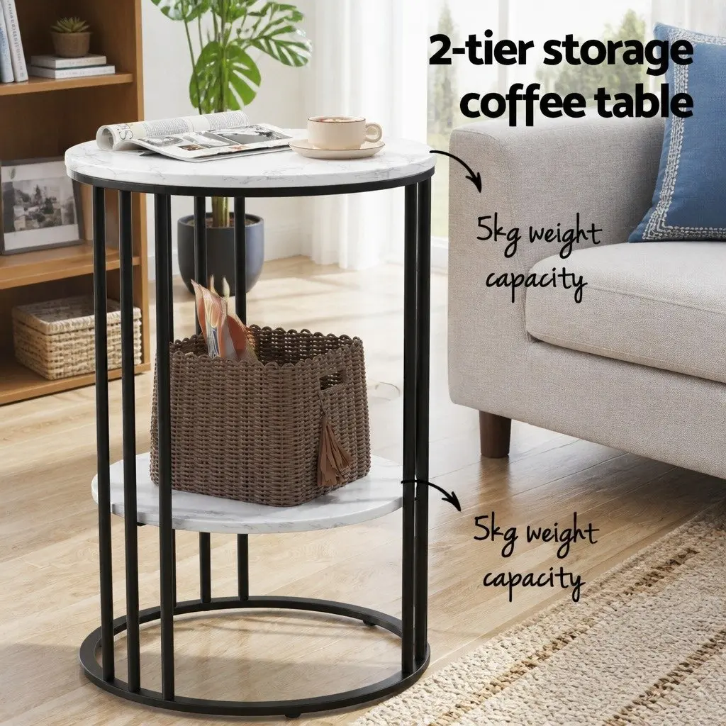 Folding Floor Lounge Chair and 2-Tier Coffee Table Bundle Living Room Set