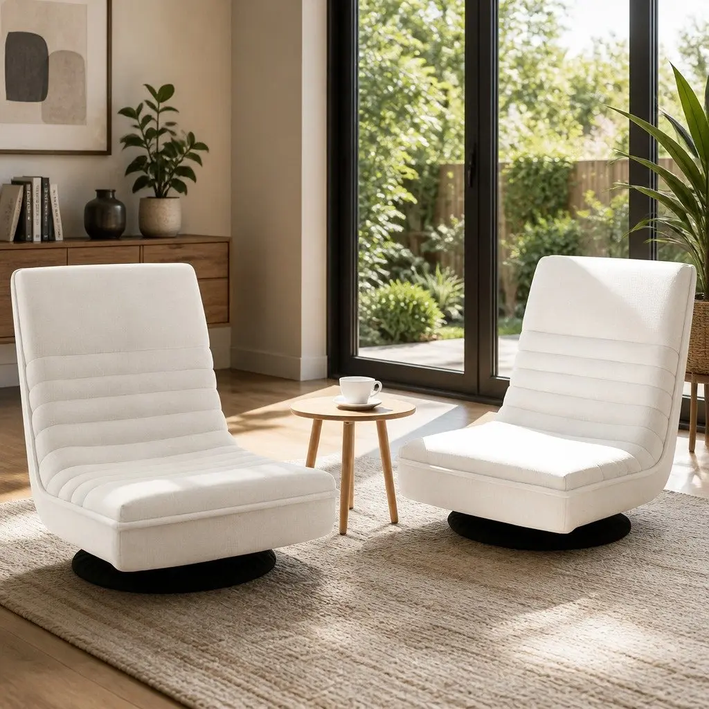 White Foldable Lounge Sofa with Steel Frame