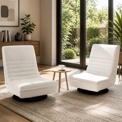 Floor Chair Lounge Sofa Swivel Foldable White Arm Chair Recliner Indoor