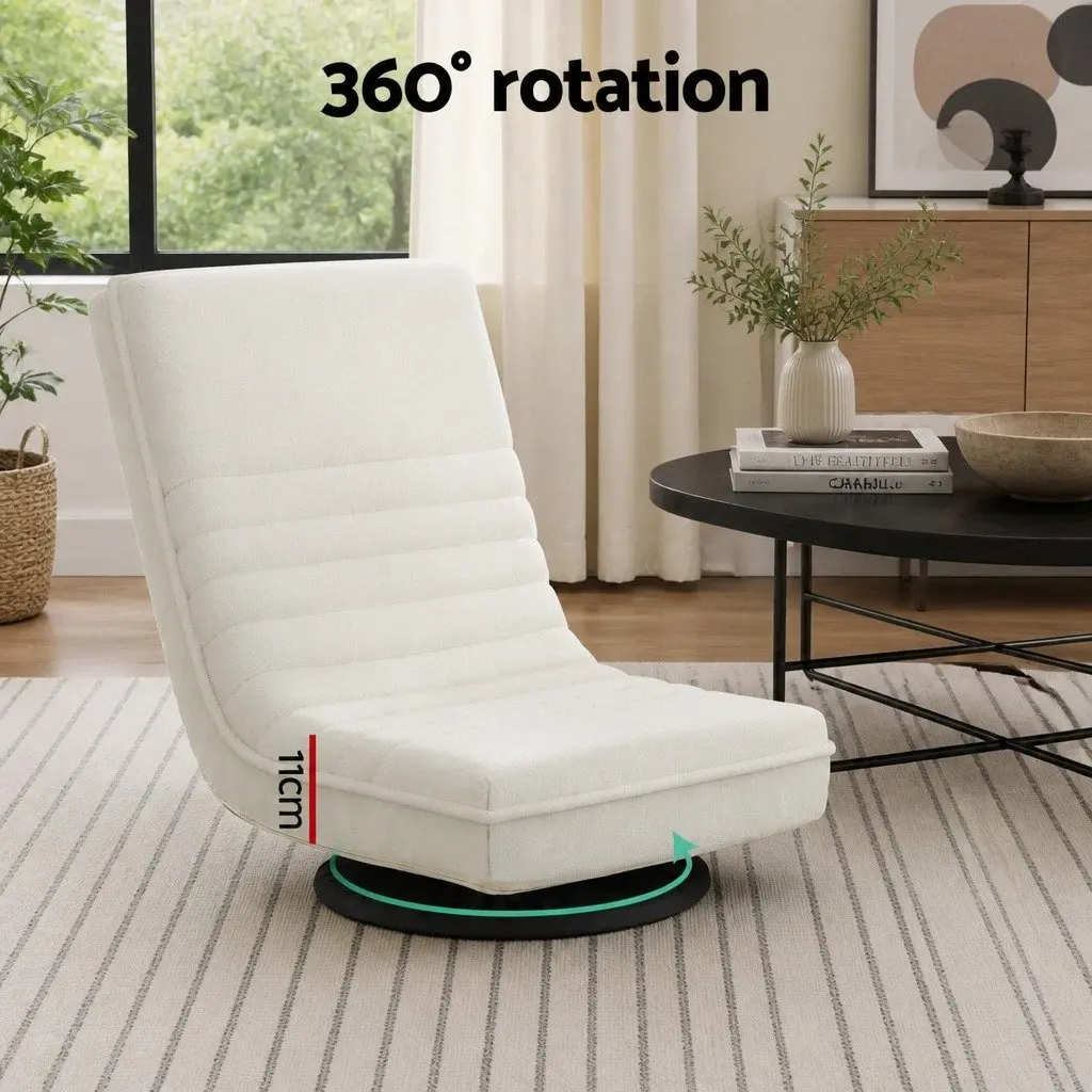 Floor Lounge Chair for Living Room Swivel Foldable White