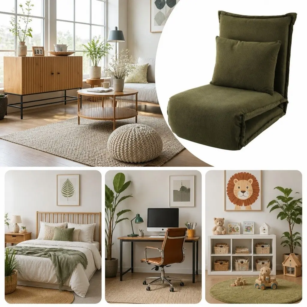 Green Floor Lounge Sofa Bed Chair