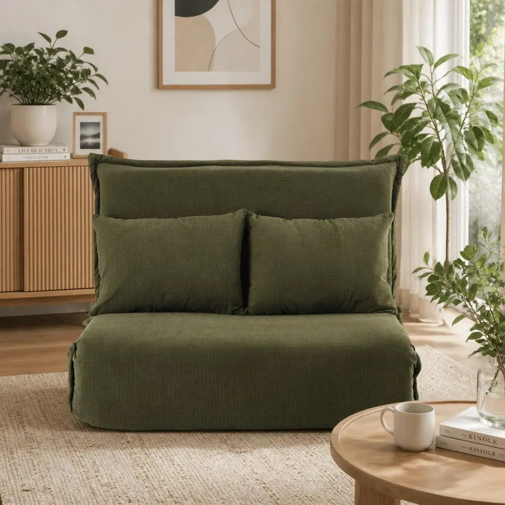 Green Corduroy Lounge Sofa Bed