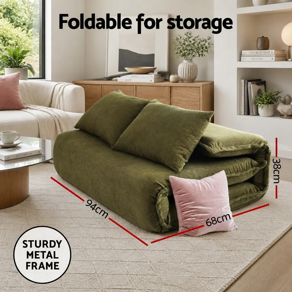 Green Corduroy Lounge Sofa Bed