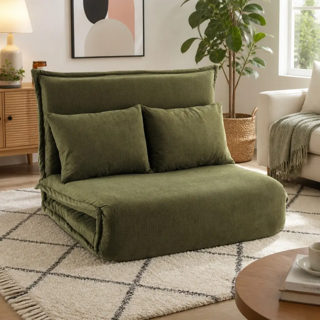 Green Corduroy Lounge Sofa Bed