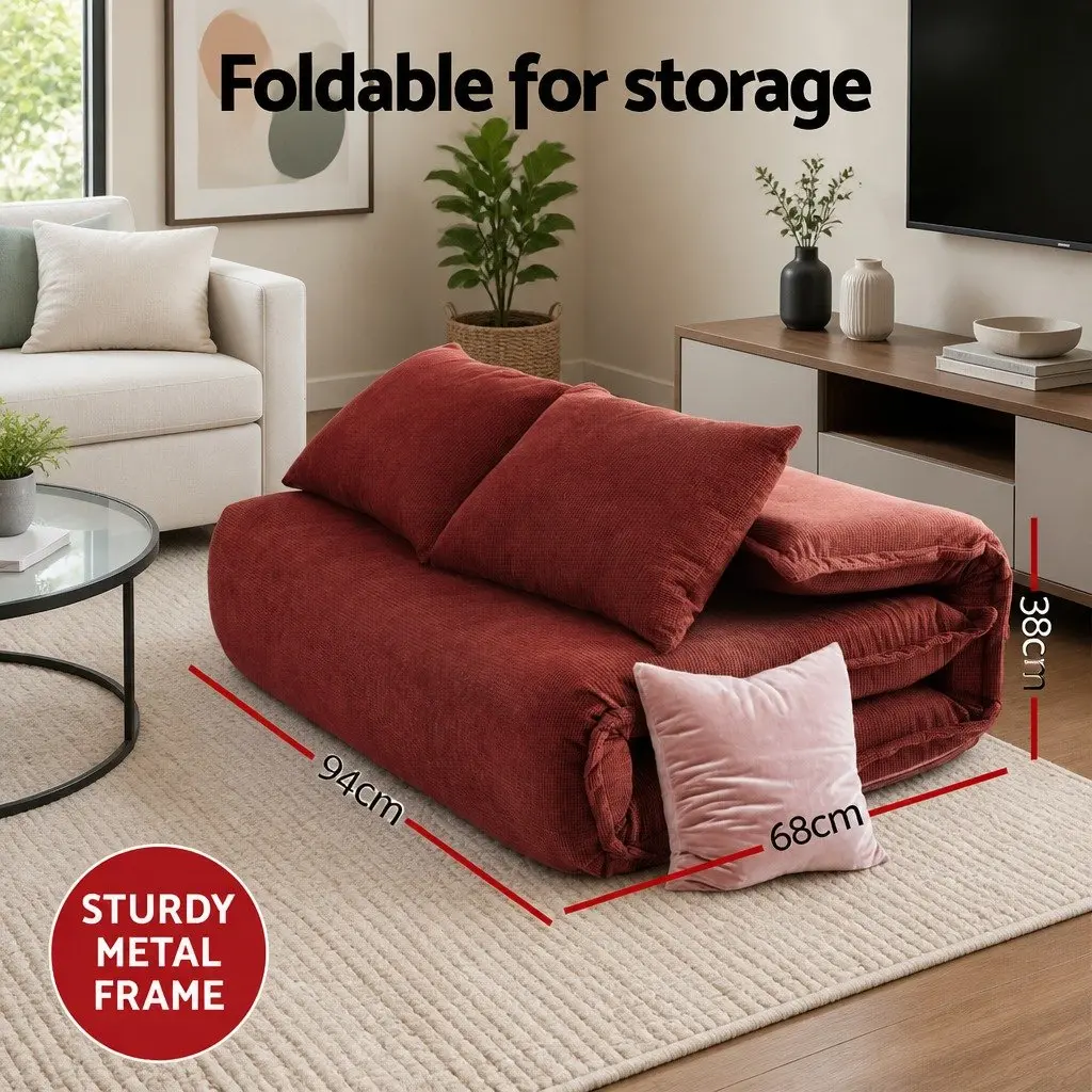 Floor Lounge Sofa Bed 2 Seater Adjustable Recliner for Living Room Bedroom Orange