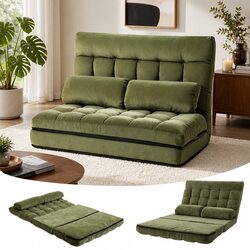Floor Lounge Sofa Bed 2 Seater Green Adjustable Recliner Foldable Storage