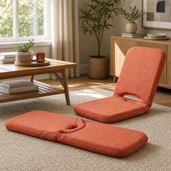 Floor Chair 5 Position Adjustable Orange Lazy Sofa Foldable Recliner Living Room