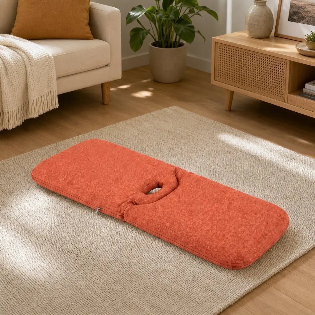 Floor Chair Lazy Sofa Foldable Recliner Living Room 5 Position Adjustable Orange