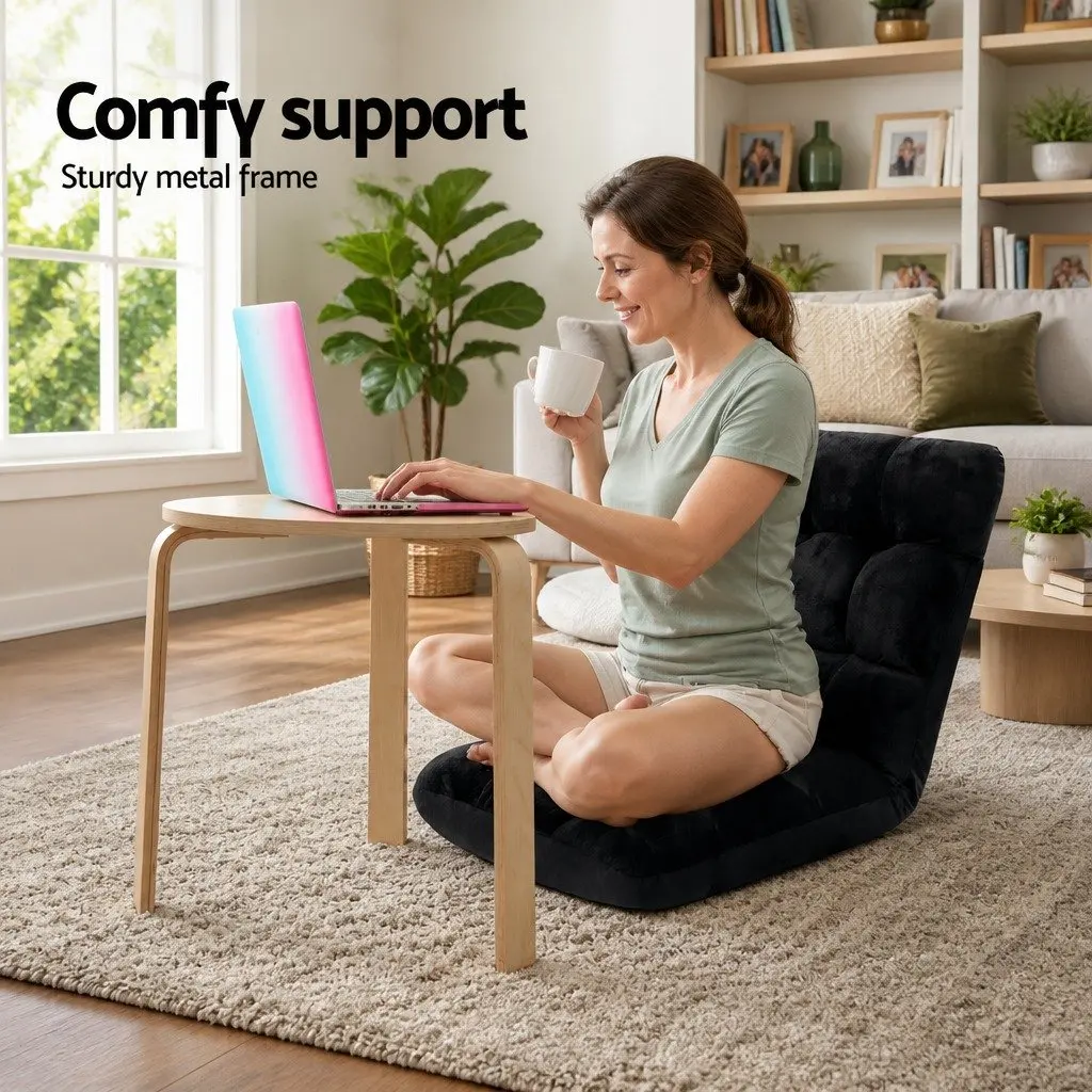 Lounge Sofa Chair for Living Room 14 Position Adjustable Flannel Black