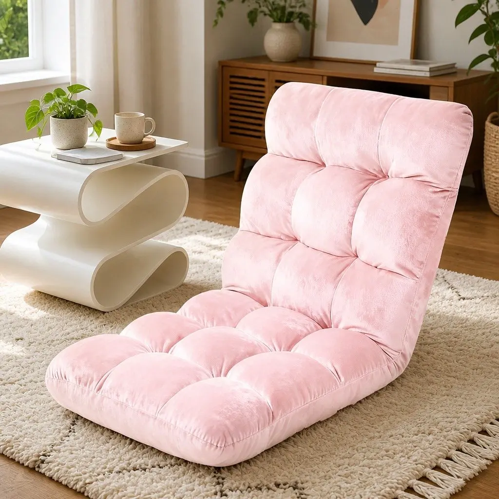 Pink Adjustable Lounge Sofa Chair