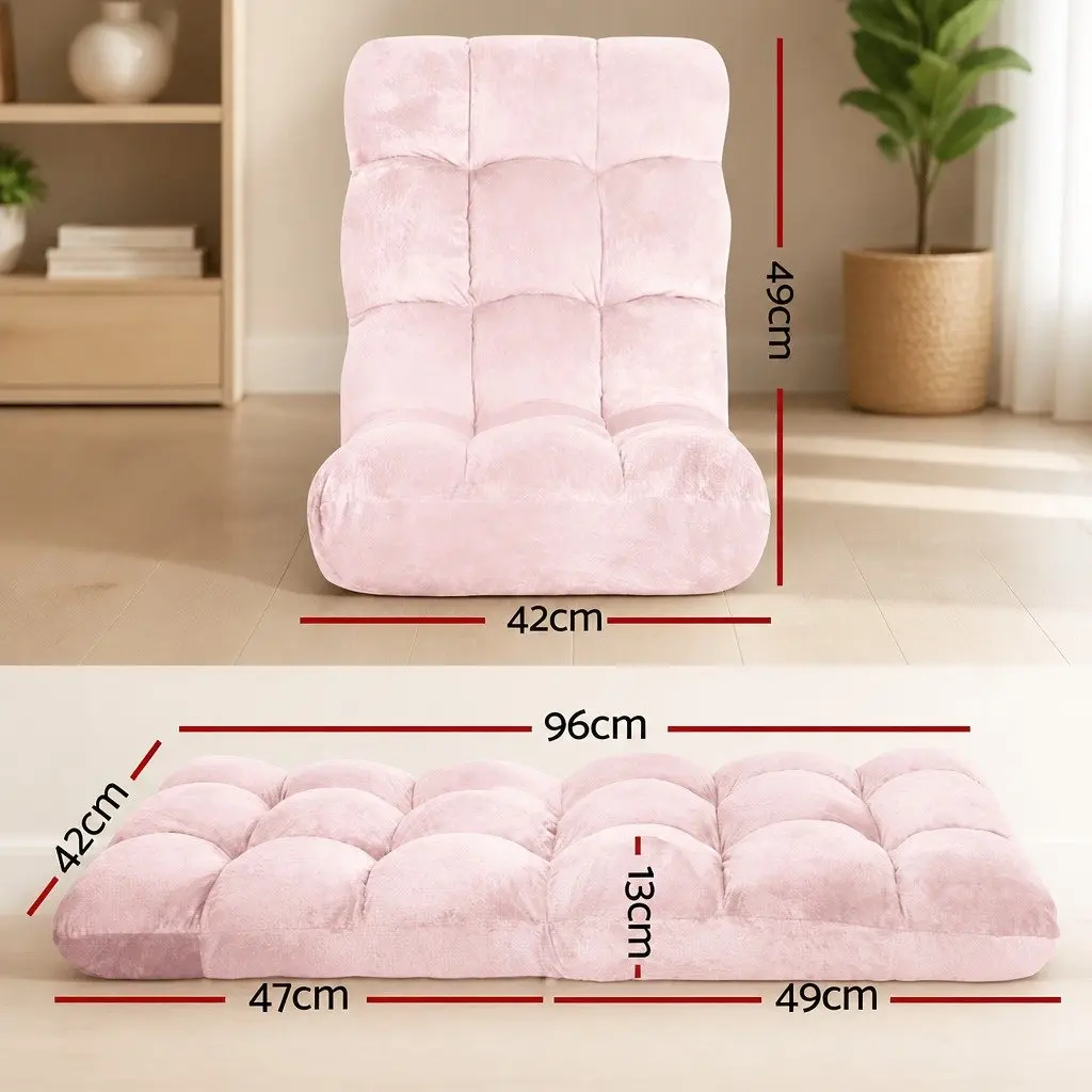Lounge Sofa Chair Adjustable Recliner for Living Room 14 Positions Foldable Pink