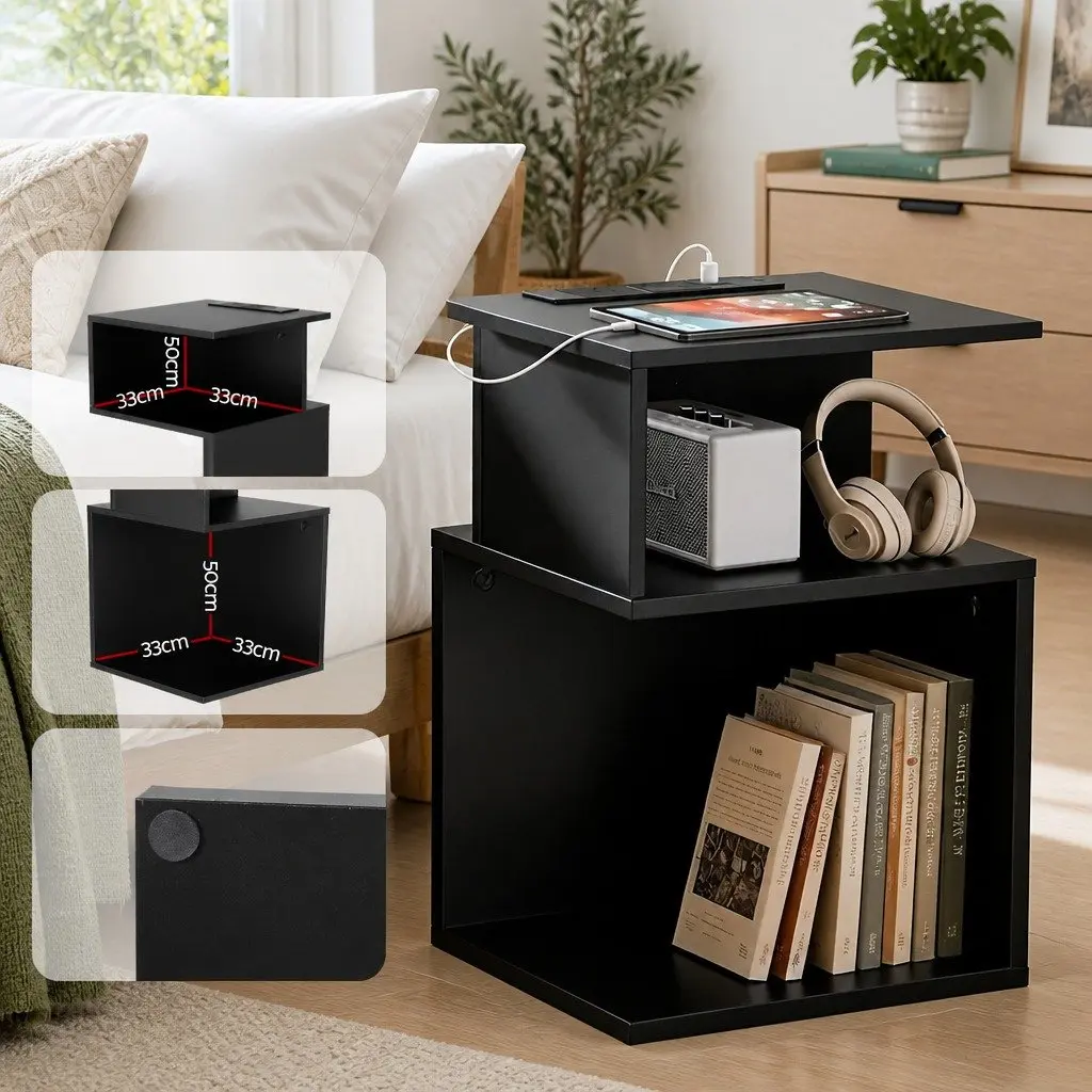 Swivel Floor Chair and Bedside Table Bundle Bedroom Furniture 45cm x 55cm x 57cm