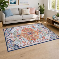 Geometric Area Rug 120x170cm: Polyester, Beige