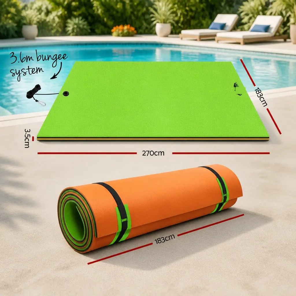 Floating Water Mat for Pool and Beach 2.7x1.8m Foam Pad for Relaxation and Exercise