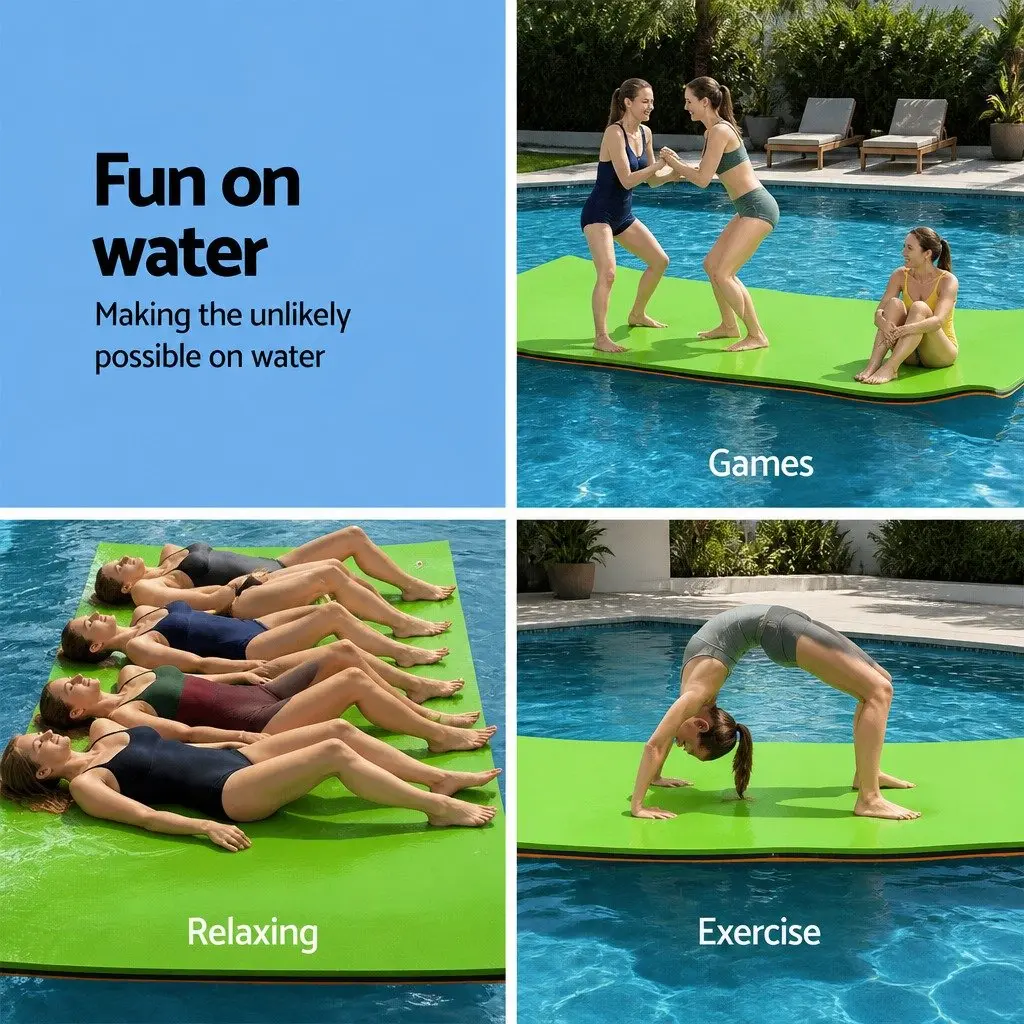 Floating Water Mat for Pool and Beach 2.7x1.8m Foam Pad for Relaxation and Exercise