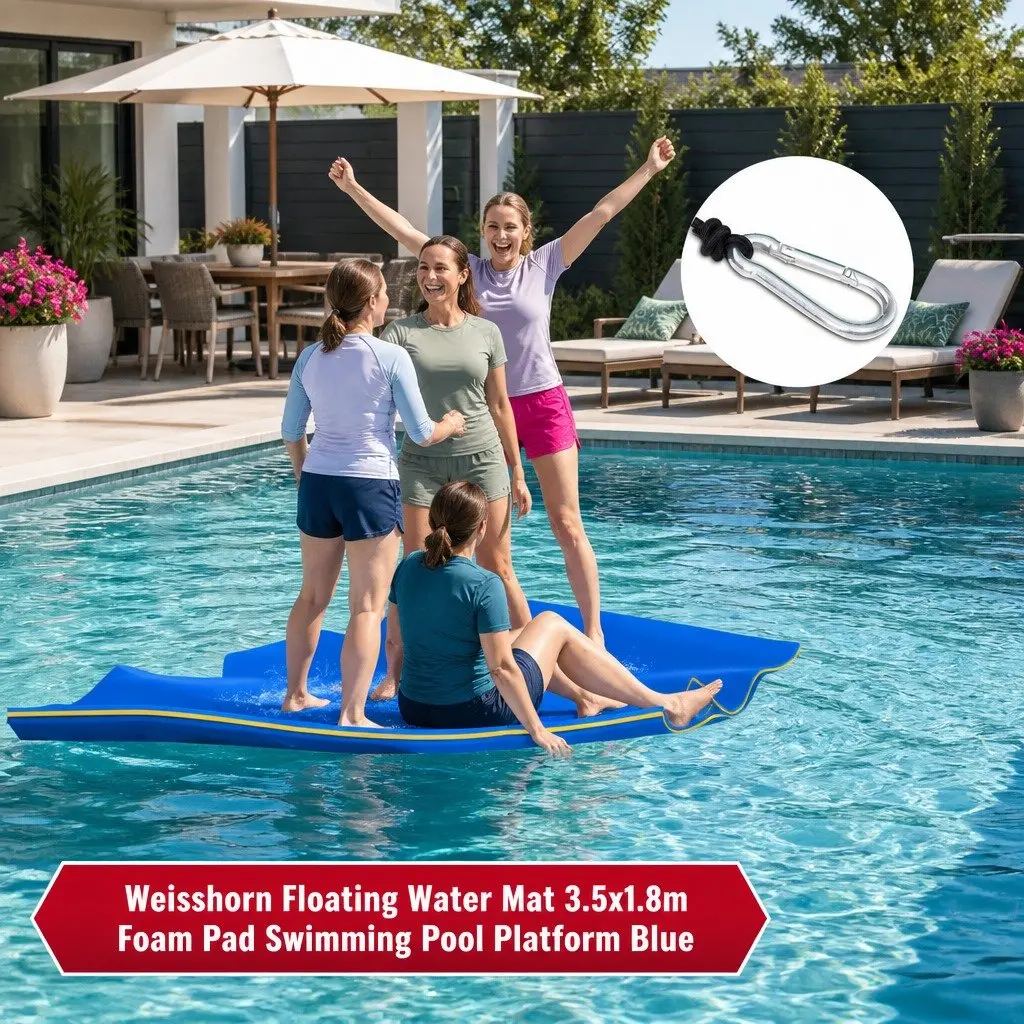 Floating Water Mat 3.5x1.8m Foam Pad Pool Platform Multicolour Bungee Cord