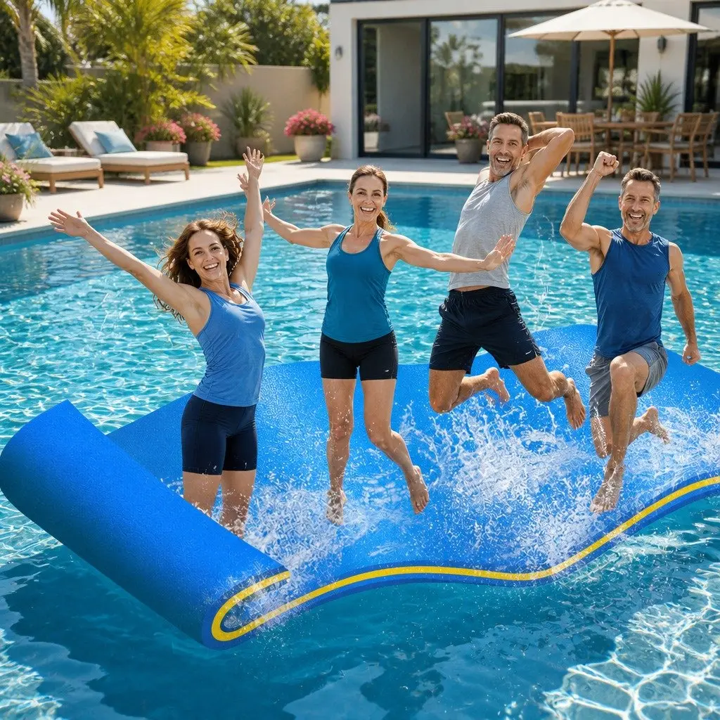 Floating Water Mat 3.5x1.8m Foam Pad Pool Platform Multicolour Bungee Cord