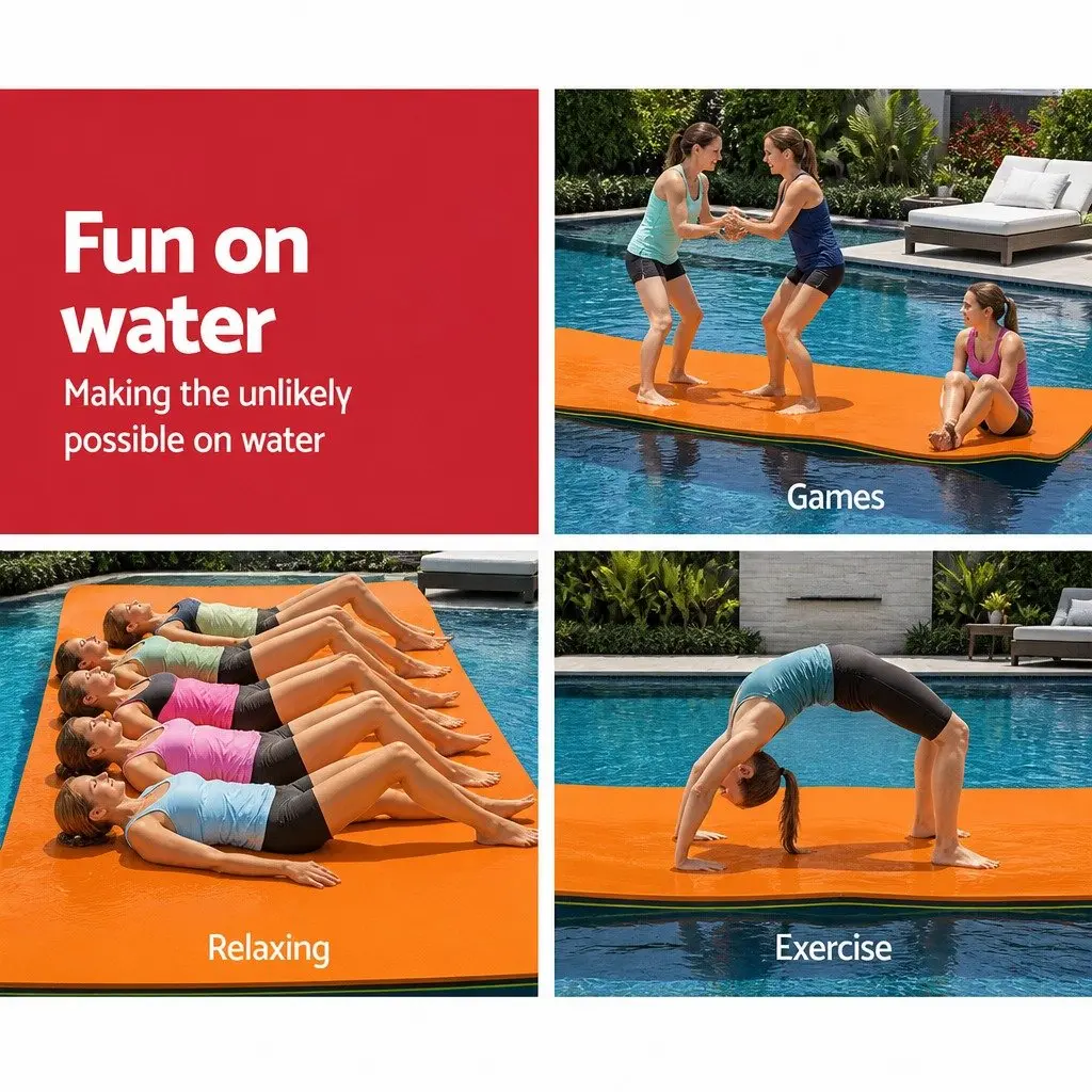 Floating Water Mat for Pool Beach Lake 5.5x1.8m XPE Foam Pad Yellow Black