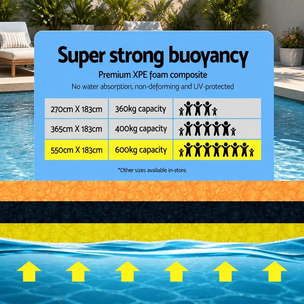 Floating Water Mat for Pool Beach Lake 5.5x1.8m XPE Foam Pad Yellow Black