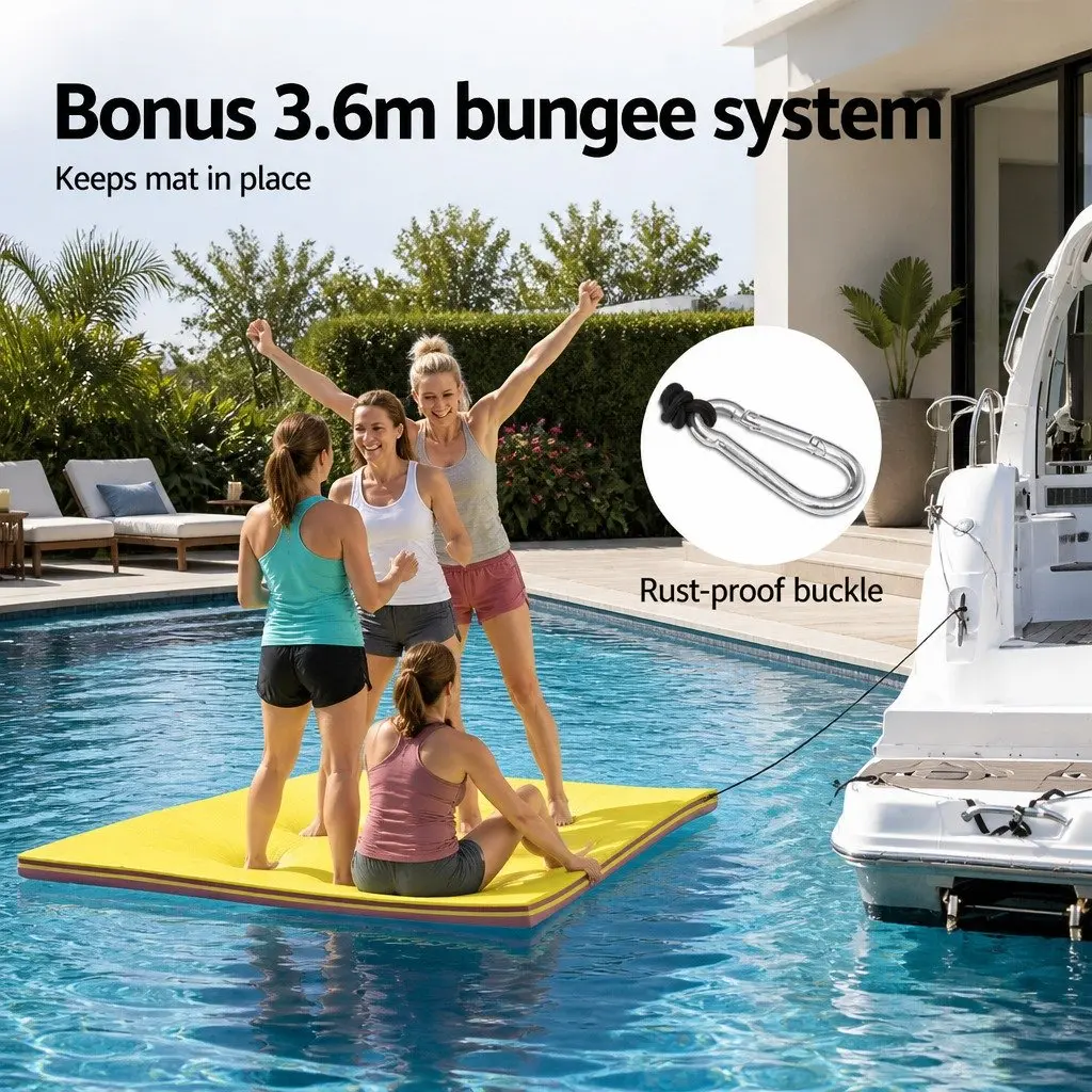 Floating Water Mat for Pool Beach Lake 5.5x1.8m XPE Foam Pad Yellow Black
