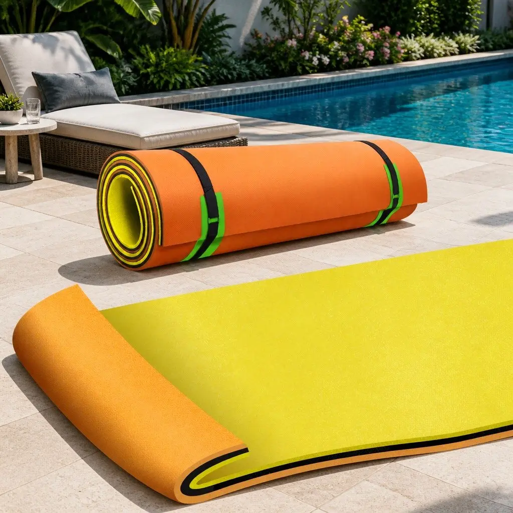 Floating Water Mat for Pool Beach Lake 5.5x1.8m XPE Foam Pad Yellow Black