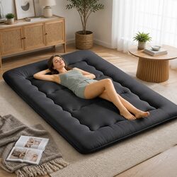 Double Floor Mattress 10cm Foldable Futon Japanese Mat Washable Cover Storage