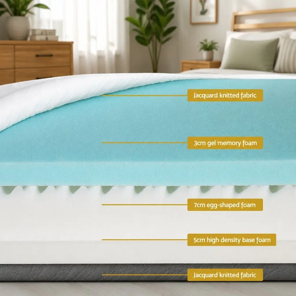 Memory Foam Mattress Double 15cm Cool Gel Egg Crate Soft Support Washable Cover